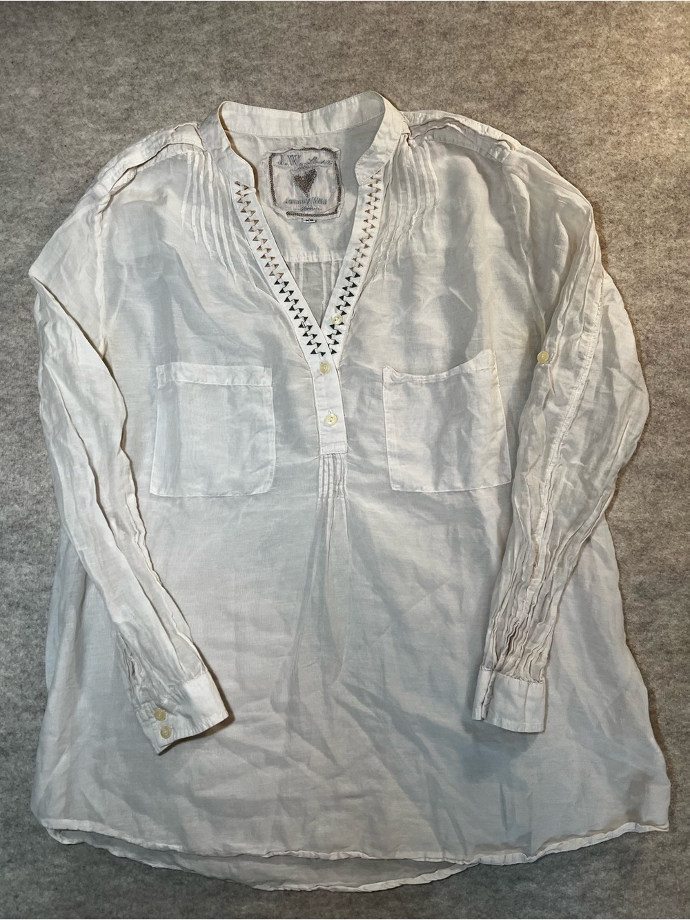 Johnny Was Cream V-Neck Long Sleeve Tunic